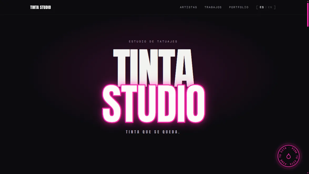 Portada de Tinta Studio con el rótulo en neón
